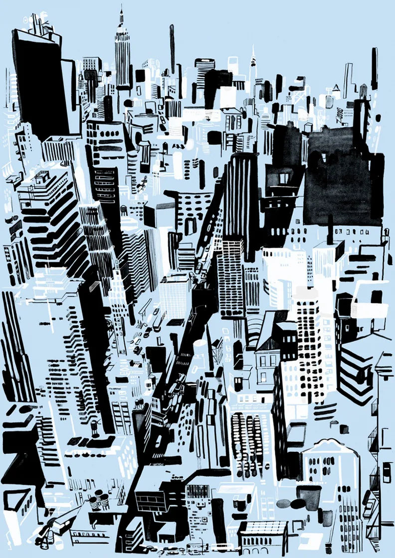 Christoph Niemann — Downtown, NYC (blue)